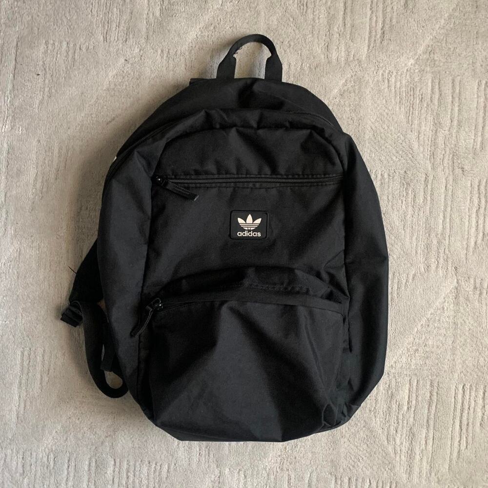Adidas Black Backpack — White Logo